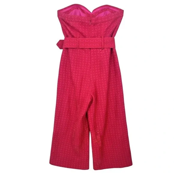 Anthropologie ETTITWA Pink Geometric Strapless Wide Leg Jumpsuit Size 10 - AC - Picture 3 of 11